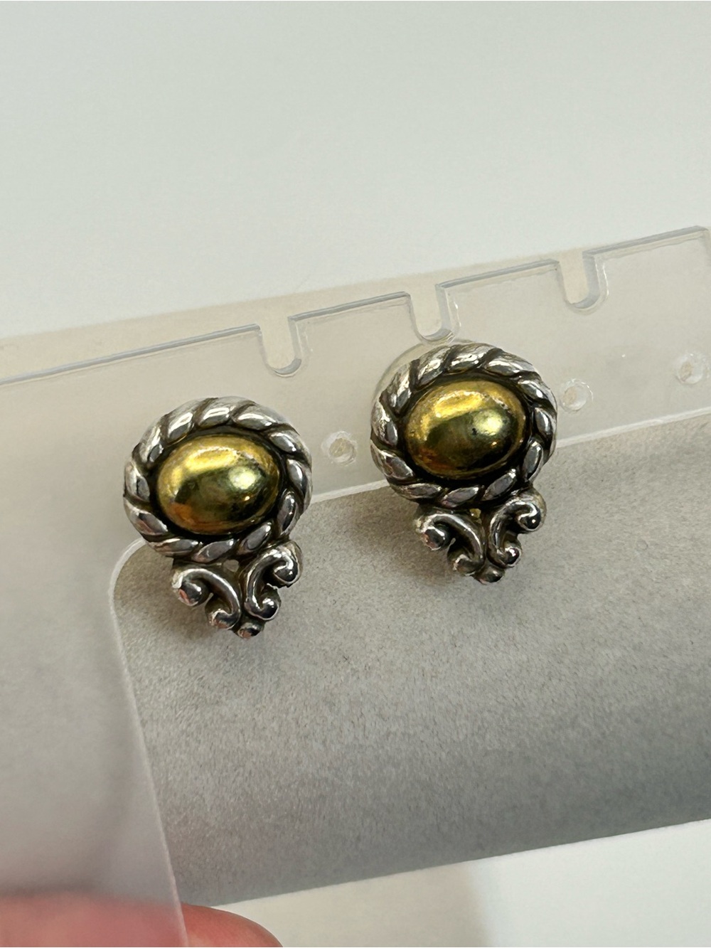 Brighton Moonglow Post Earrings Two-tone Gold Silver Plated Vintage No Backs